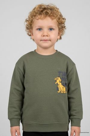 Üç İplik Şardonlu Çocuk Sweat Haki