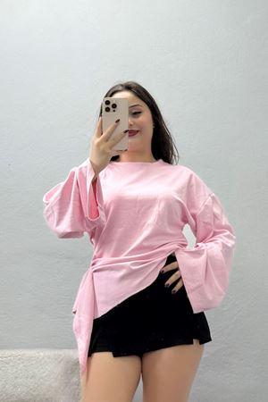 Kadın Kimono Kol Modal Bluz Pembe
