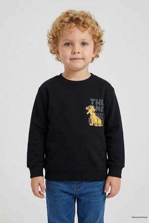 Üç İplik Şardonlu Çocuk Sweat Siyah
