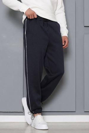 3 İplik Şardonlu Paça Stoperli Erkek Alt Lacivert