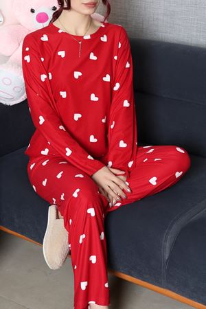 Kadın Süet Alt Üst Pijama Takımı Bordokalp