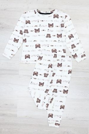 Kız Çocuk Pijama Takımı Beyazkahve