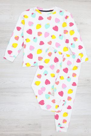 Kız Çocuk Pijama Takımı Beyaz Pembe