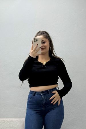 Kadın Buzzy Polo Yaka Body Siyah