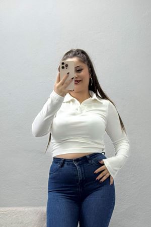 Kadın Buzzy Polo Yaka Body Ekru