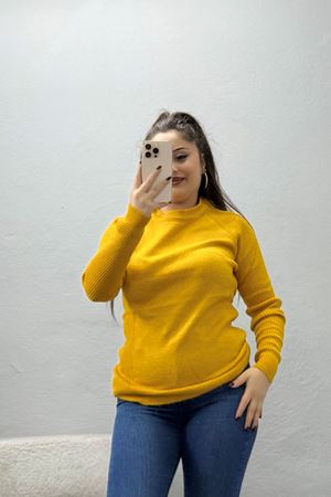 Kadın Bisiklet Yaka Yumoş Body Hardal
