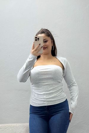 Kadın Ribana Kare Yaka Body Gri