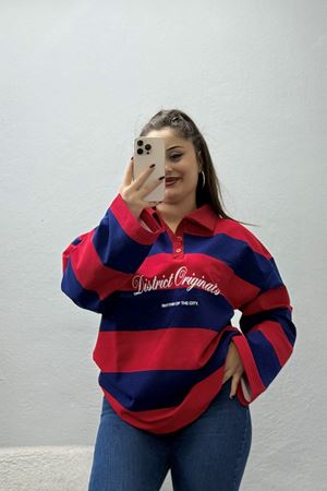 Kadın 2 İplik Çizgili Baskılı Sweat Laci