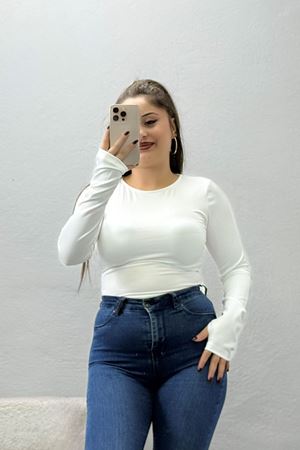 Kadın Dantel Sırt Dekolteli Parmak Geçmeli Body Beyaz
