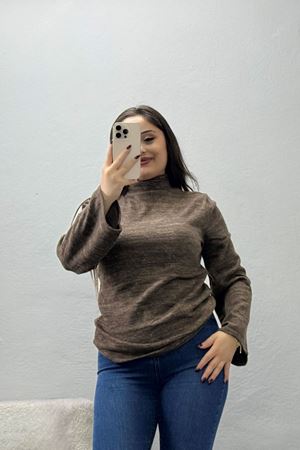 Kadın Yumoş Balıkçı Yaka Konik Kol Body Vizon