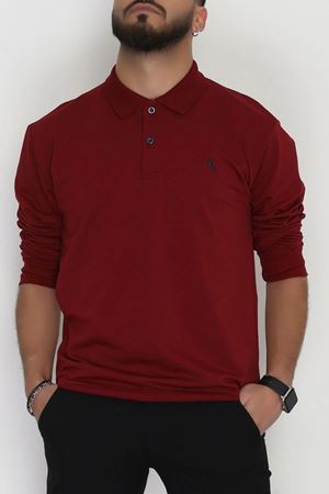 2 İplik Likralı Polo Yaka Erkek Sweat Bordo