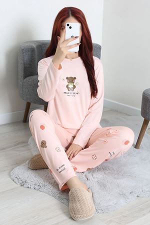 Kadın Soft Milan Baskılı Pijama Takımı Pudraayı