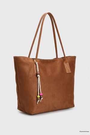 Kadın Aksesuar Detaylı Süet Kol Çantası Taba