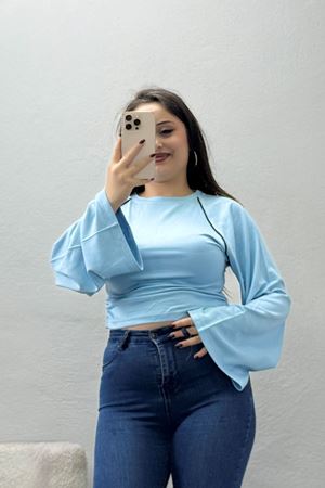 Kadın Biyeli Yan Büzgülü Modal Bluz Bebemavi