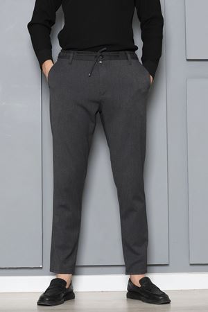 Gabardin Beli Bağcıklı Erkek Pantolon Füme