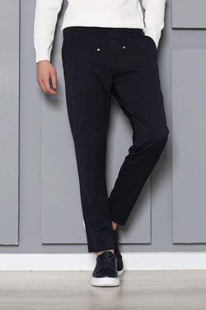Gabardin Beli Bağcıklı Erkek Pantolon Lacivert