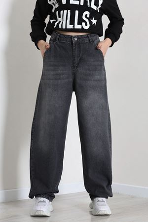 Kadın Yüksek Bel Baggy Kot Pantolon Açıkfüme