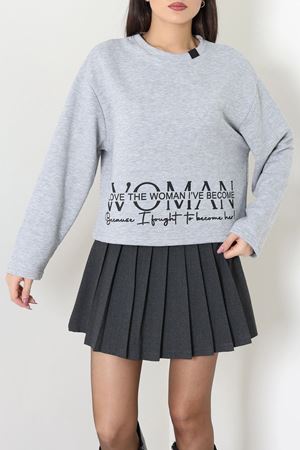 Kadın 3 İplik Şardonsuz Sweatshirt Gri