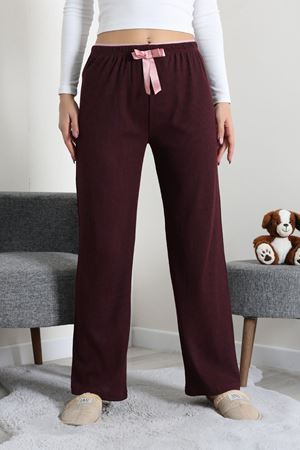 Kadın Ribana Pijama Altı Mürdüm