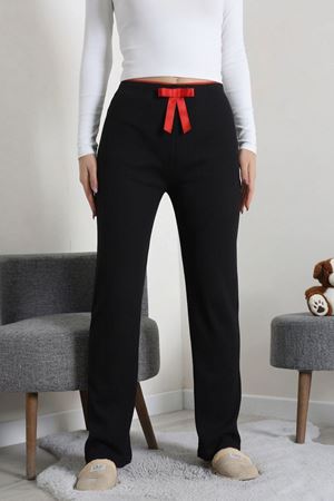 Kadın Ribana Pijama Altı Siyah