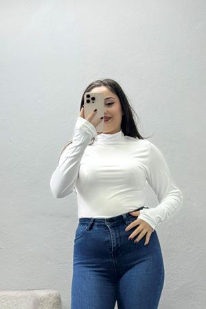 Kadın Parmak Geçmeli Body Beyaz