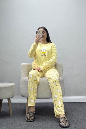 Kadın Soft Milan Baskılı Pijama Takımı Açıksarı