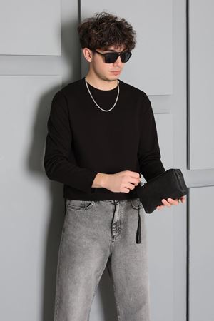 2 İplk Penye Erkek Uzun Kol Sweatshirt Siyah