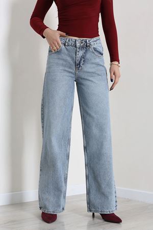 Kadın Wide Leg Kot Pantolon Buz Mavi