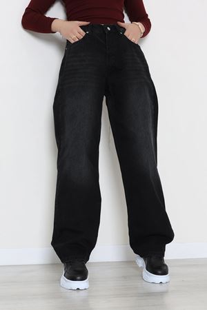 Kadın Baggy Kot Pantolon Koyufüme
