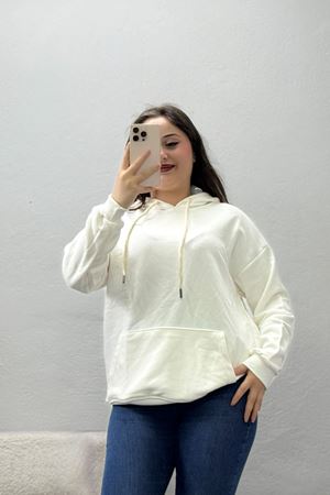 Kadın 3 İplik Şardonsuz Sweat Ekru