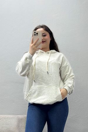 Kadın 3 İplik Şardonsuz Sweat Gri
