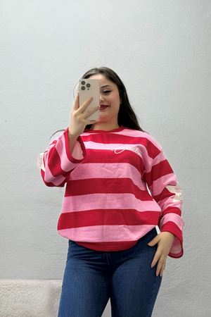 Kadın 3 İplik Şardonsuz Sweatshirt Pembe