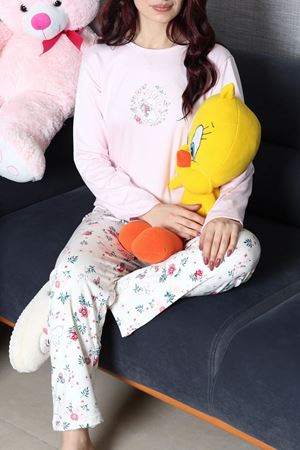 Kadın Şardonlu Milan Pijama Takımı Pembe