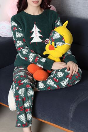 Kadın Welsoft Pijama Takımı Zümrütbeyaz
