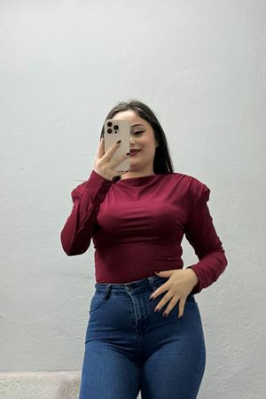 Kadın Dalgıç Vatkalı Bluz Bordo