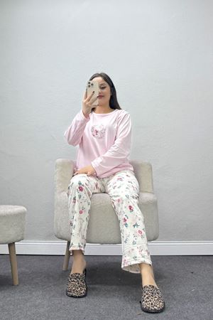 Kadın Şardonlu Milan Pijama Takımı Pembe
