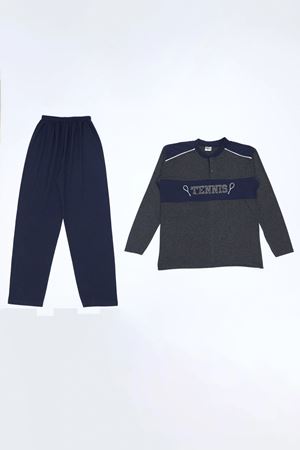 Süprem Patlı Garnili Erkek Pijama Takımı Antrasit