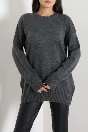 Kadın Oversize Triko Kazak Antrasit