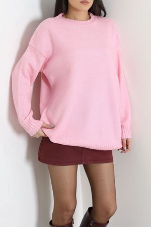 Kadın Oversize Triko Kazak Pembe