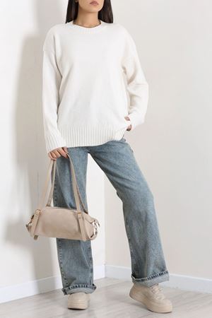 Kadın Oversize Triko Kazak Latte