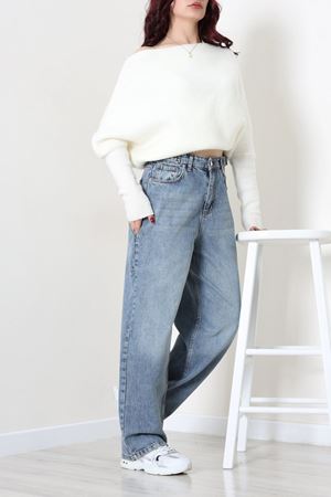 Kadın Baggy Kot Pantolon Açıkmavi Model TV-103469
