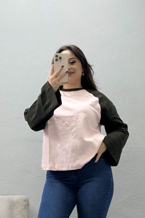 Kadın Süprem Çift Renk Sweatshirt Kahvepudra