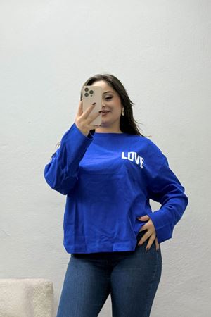 Kadın Süprem Yazılı Baskılı Sweatshirt Saksmavisi Model TV-103173