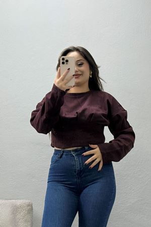 Kadın Korse Detaylı Bluz Bordo