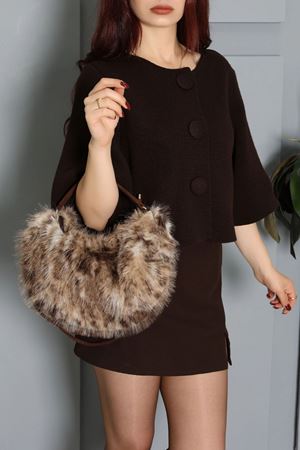 Kadın Peluş Askılı Çanta Leopar