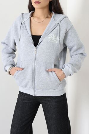 Kadın 3 İplik Şardonlu Fermuarlı Sweat Gri Model TV-103187