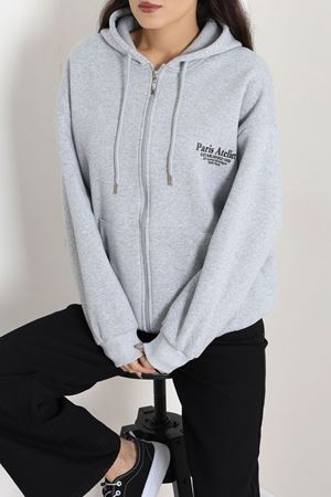Kadın 3 İplik Şardonlu Oversize Fermuarlı Sweat Gri Model TV-103576