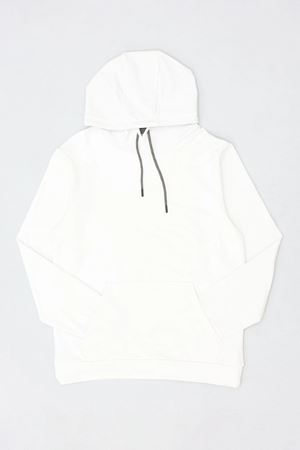 Şardonlu Pike Kapuşonlu Kanguru Cepli Erkek Sweatshirt Beyaz