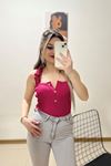 Askılı Önü Çıtçıtlı Bluz Koyupembe - 10494.1187.