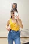 Önü Çıtçıtlı Bluz Sarı - 10497.1187.